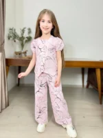 Baskılı Keten Pembe